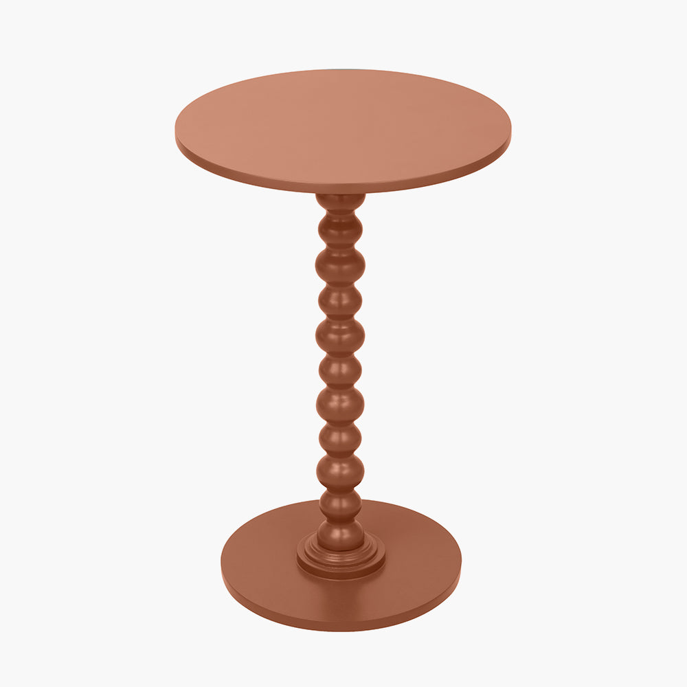 Margot terracotta wood bobble side table front view