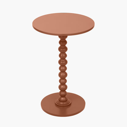 Margot terracotta wood bobble side table front view