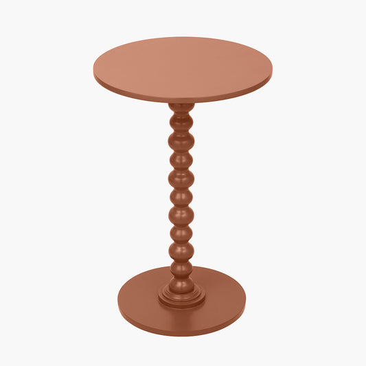 Margot terracotta wood bobble side table front view
