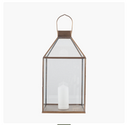 Shiny Brass Metal & Glass Square Lantern