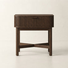 Raie Dark Brown Ribbed 1 Drawer Unit