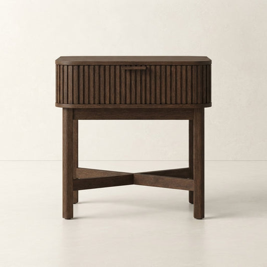 Raie Dark Brown Ribbed 1 Drawer Unit