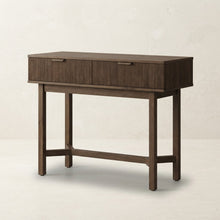 Raie Dark Brown Ribbed 2 Drawer Console Table