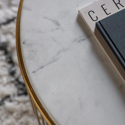 Riley gold marble coffee table detail view