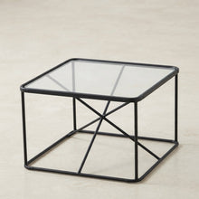 Roxy Glass and Black Metal Coffee Table
