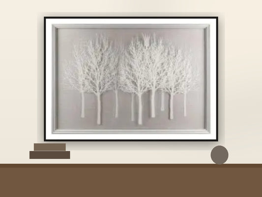Silver Woodland Relief Framed Art – 111cm