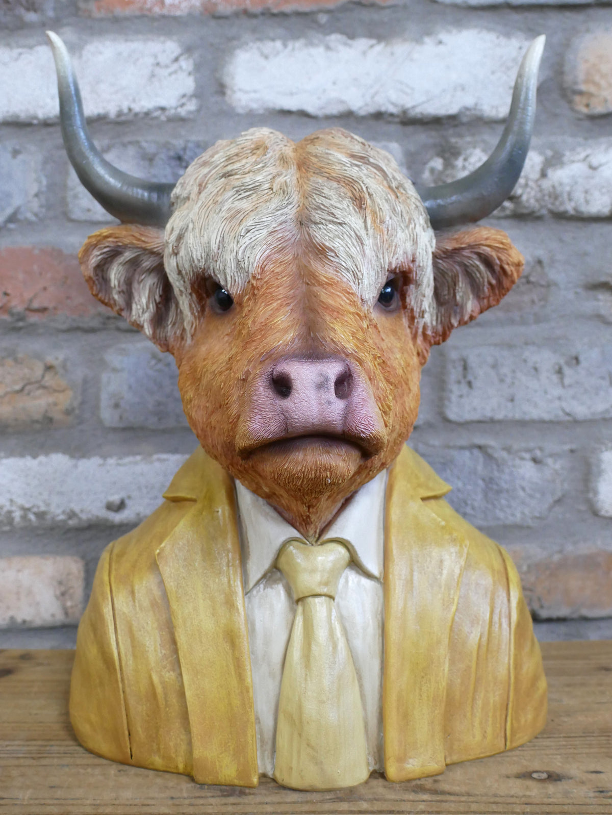 Large cow bust sculpture, front view