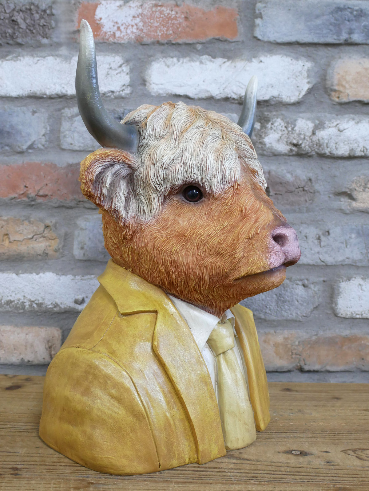 Large cow bust sculpture, side view