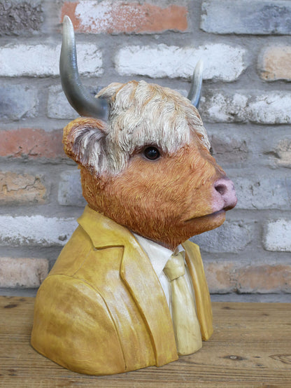 Large cow bust sculpture, side view