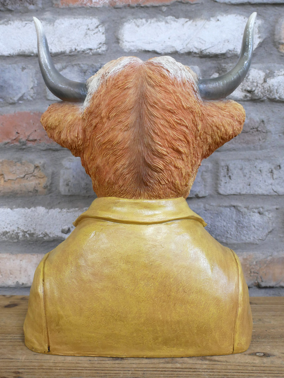 Large cow bust sculpture, rear view