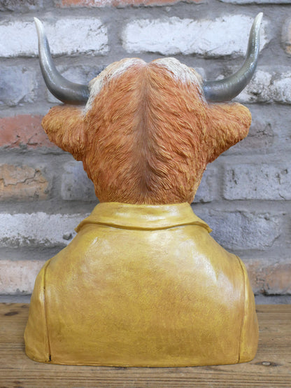 Large cow bust sculpture, rear view