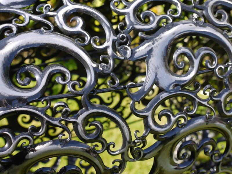 Large bull statue, decorative metalwork detail
