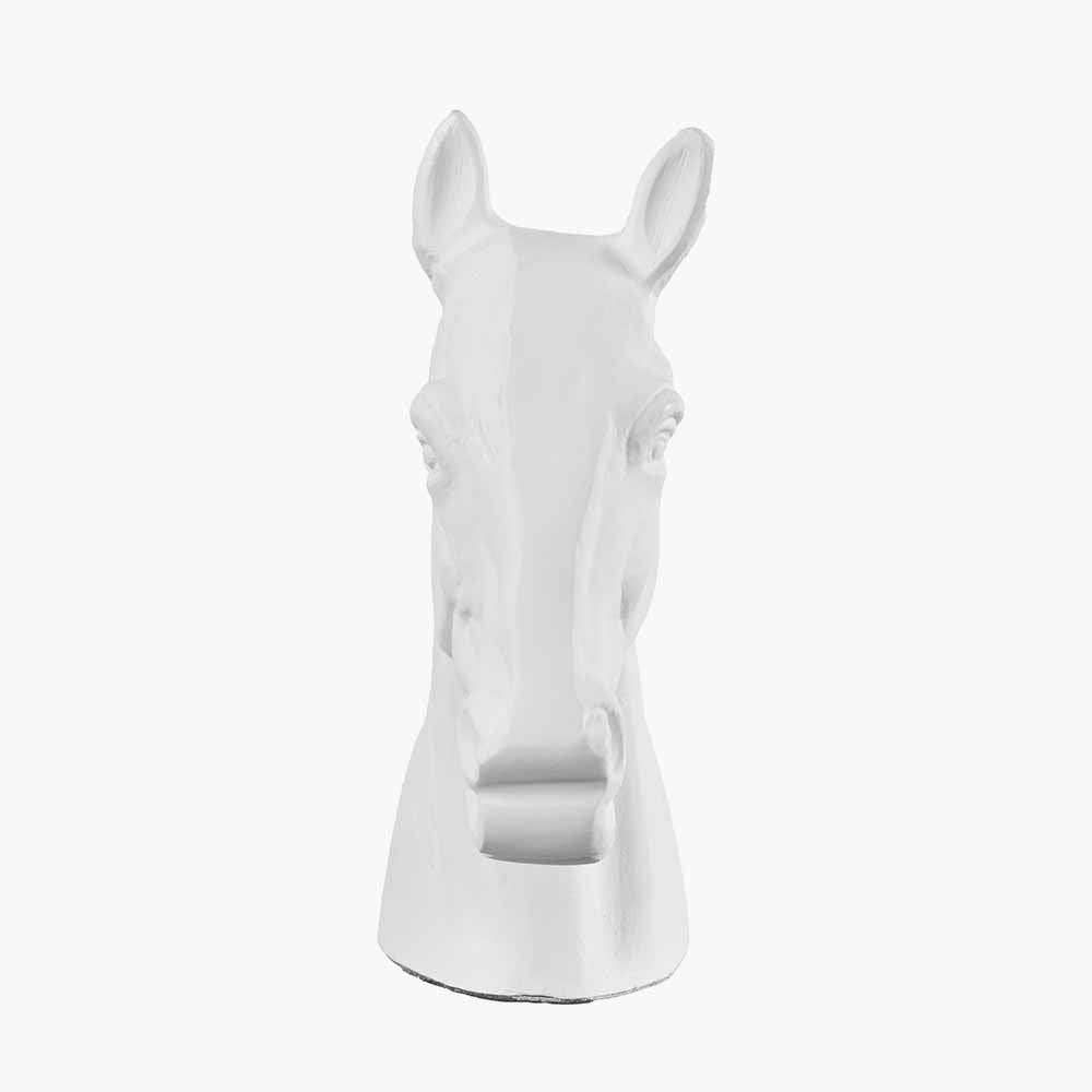 White metal horse head ornament, front view