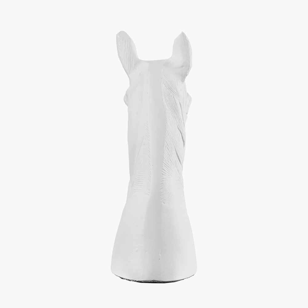 White metal horse head ornament, rear view