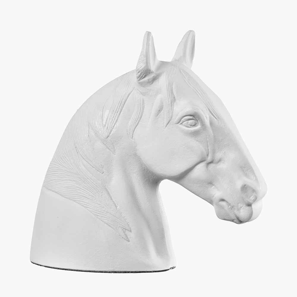 White metal horse head ornament, opposite side view