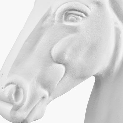 White metal horse head ornament, facial detail