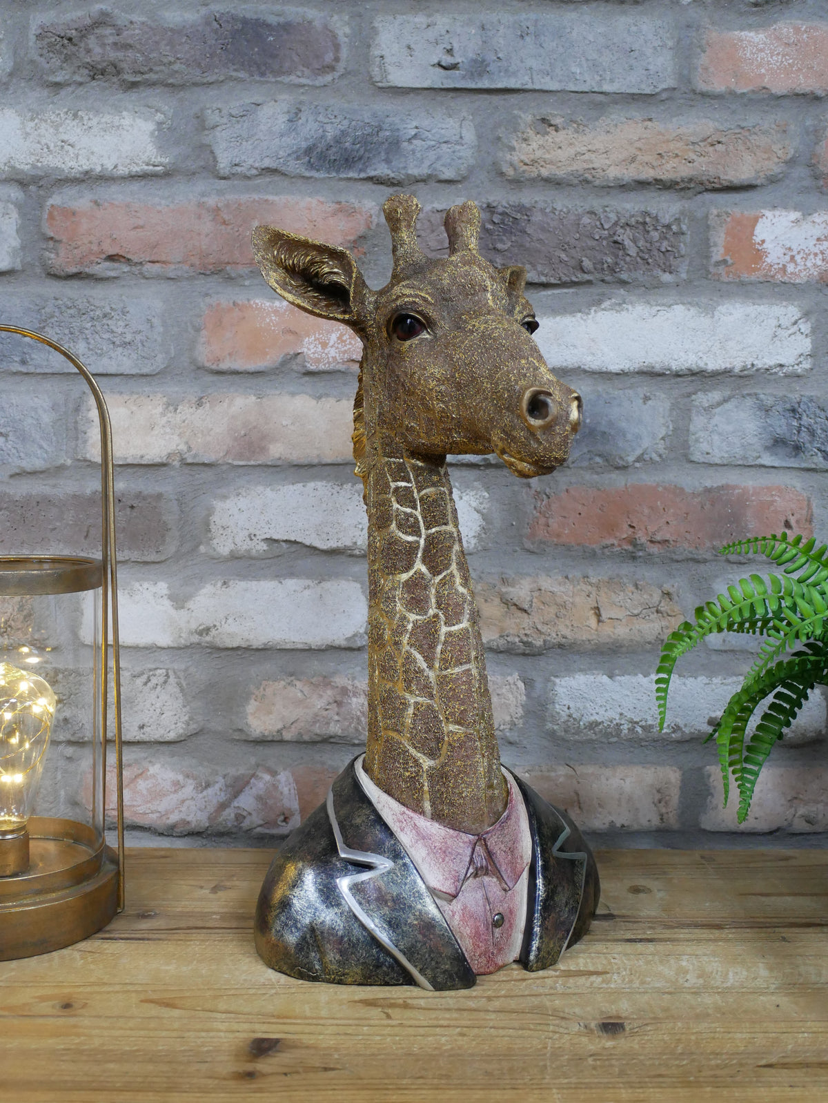 Giraffe bust sculpture, front view
