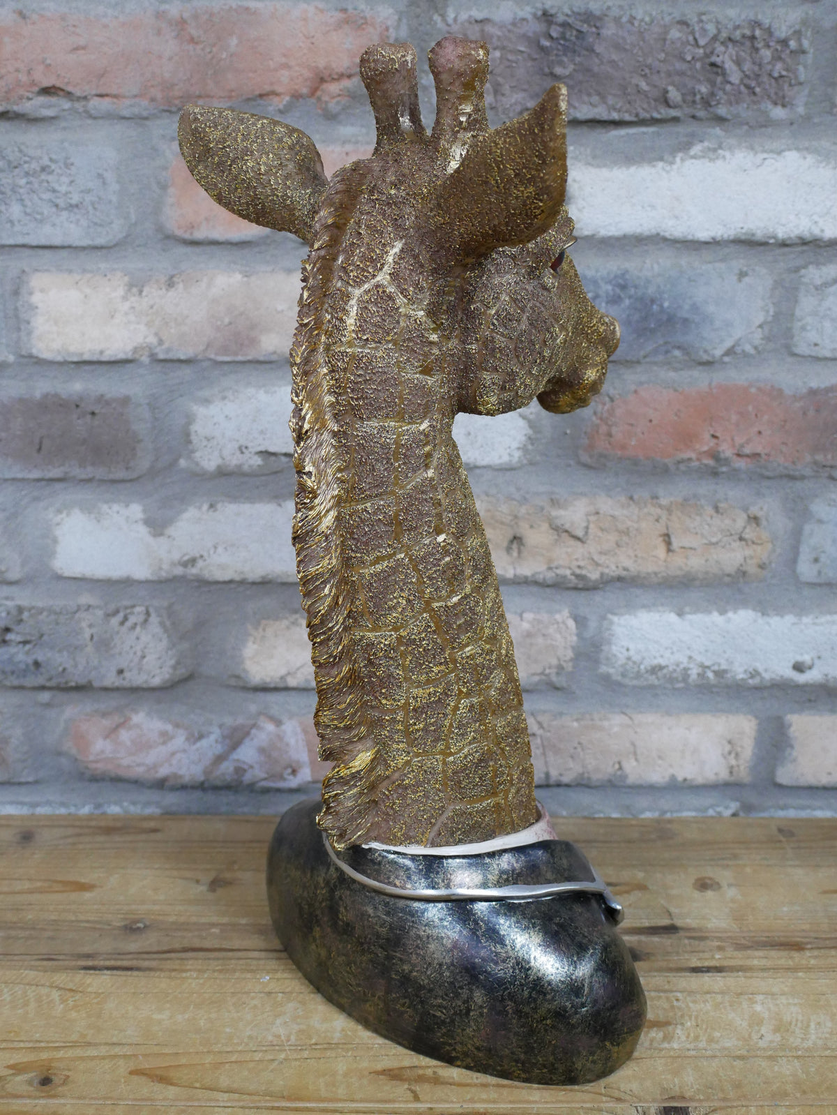 Giraffe bust sculpture, rear view