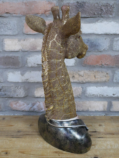Giraffe bust sculpture, rear view