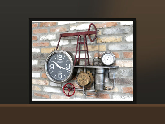 Vintage Pump Station Industrial Wall Clock – 72cm
