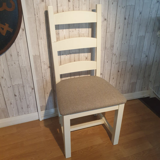 Ladder Back Styled Dining Chair in Ivory Cream