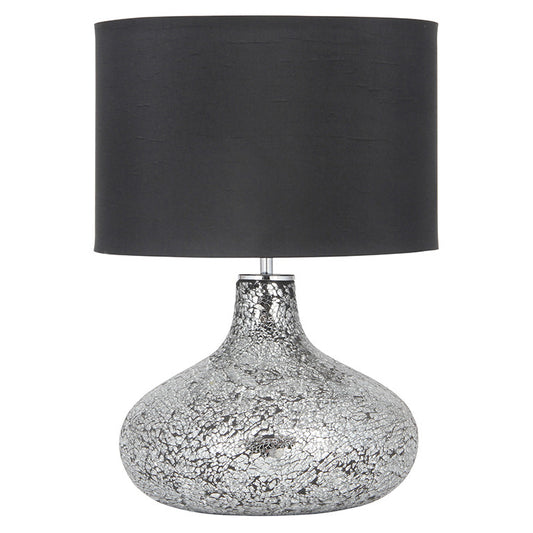 Silver and Black Mosaic Mirror Table Lamp
