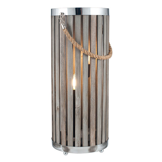 Grey Wash Wood Large Lantern Floor Lamp