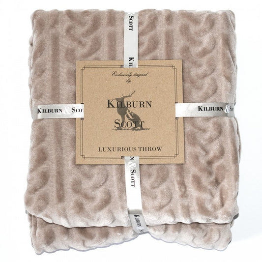 Cable Fleece Natural Throw