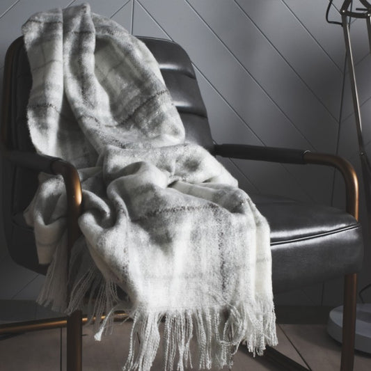 Check Mohair Grey Throw