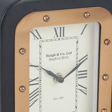 Matt Black Wood & Gold Colour Metal Desk Clock