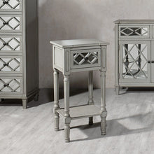Puglia Collection Dove Grey Mirrored Pine Wood Accent Table
