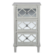 Puglia Collection Dove Grey Mirrored Pine Wood 3 Drawer Bedside Unit