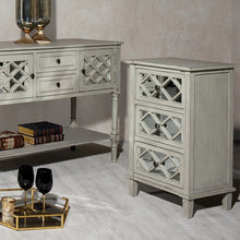 Puglia Collection Dove Grey Mirrored Pine Wood 3 Drawer Bedside Unit