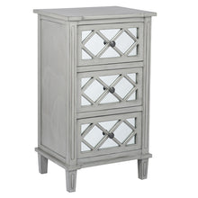 Puglia Collection Dove Grey Mirrored Pine Wood 3 Drawer Bedside Unit