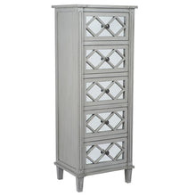 Puglia Collection Dove Grey Mirrored Pine Wood 5 Drawer Tall Boy