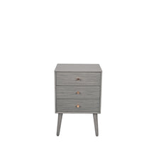 Dark Grey Pine Wood 3 Drawer Bedside Table