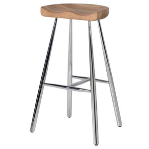 Oak and Chrome Bar Stool