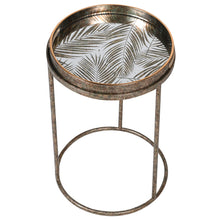 set of 2 Mirrored Fern Pattern Tray Tables