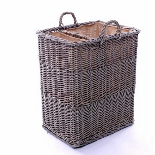 Small Split Log Basket with Ear Handles and Hessian Lining
