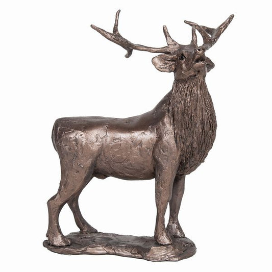Stag Bolving Bronze Sculpture