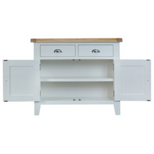 Oak Top Chrome Handle Sideboard Open