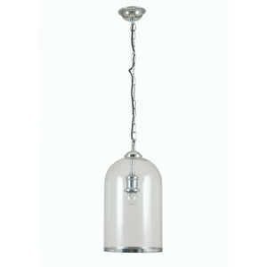 Cloche Clear Glass and Chrome Electric Pendant Light