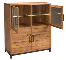 Abbey Industrial Highboard with Lights & Glass Doors