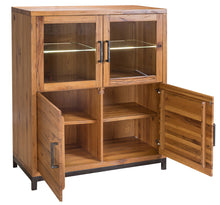 Abbey Industrial Highboard with Lights & Glass Doors