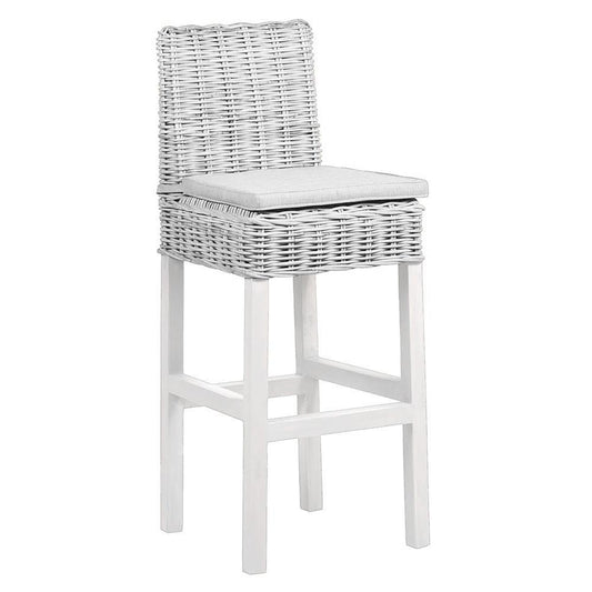 White Rattan Bar Stool