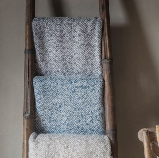 Herringbone Mohair Throw Grey