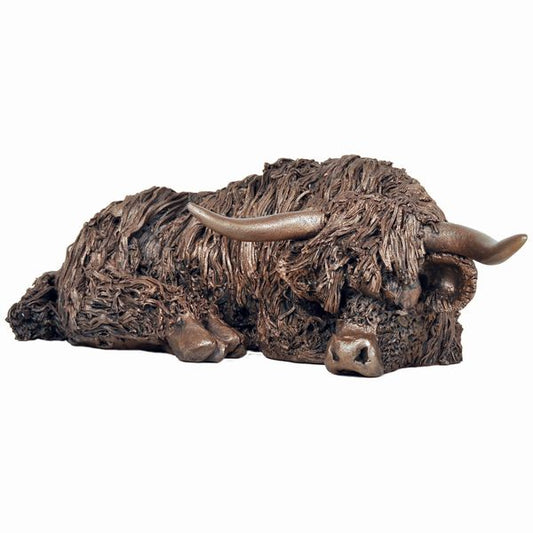 Highland Cow resting Bronze Sculpture 'Morag'