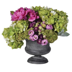 Lime and Cerise Mixed Floral and Hydrangea  Arrangement