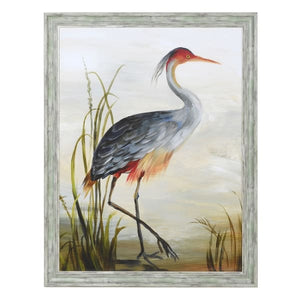 Blue and Red Framed Heron Print
