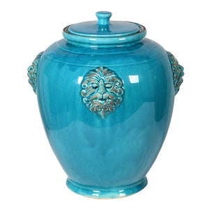 Large Turquoise Lidded Jar